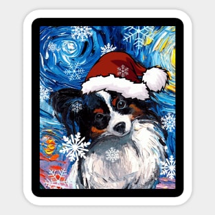 Papillon Santa Sticker